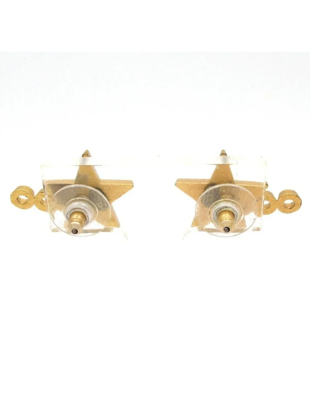 Chanel Earrings CC Logo Gold Black Star